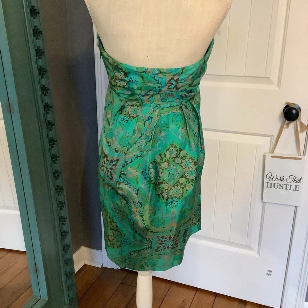 J. Crew Strapless Turquoise and Green Silk Dress - Picture 4 of 6